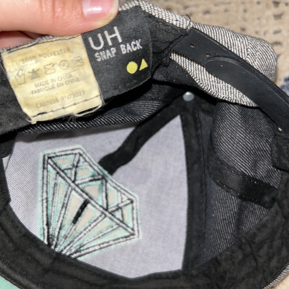 ❤️2/$15 DIAMOND 2000’s Y2K GREY BLUE SNAP BACK HAT CAP - Picture 5 of 5